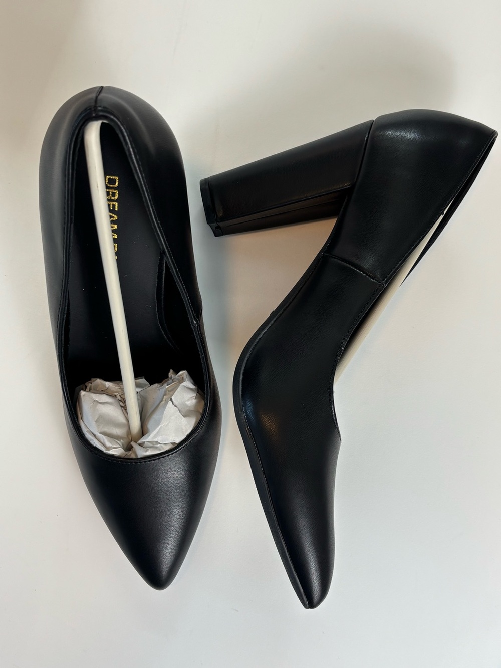 Bundle 2/$30! Dream Pairs Black Pointed Block Heel Pumps 10 Office Formal 4"